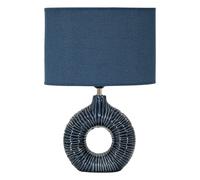 Lampada da Tavolo elegante con base blu e decorazioni in rilievo irregolari SETA BLU Dimensioni Ø 28x15x h 43 cm Lampada E-27 Attacco con filo FILO paralume colore blu blu