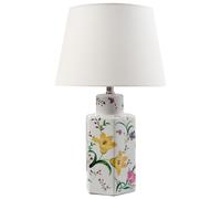 Lampada da tavolo elegante con base in porcellana Patten floreale Paralume in li