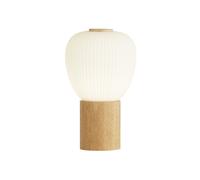 Lampada da tavolo Ella - Legno e vetro opalino rigato