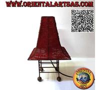 Lampada da tavolo etnica, "capanna" di perline infilate a mano su fili di rame e