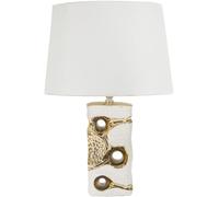 Lampada da Tavolo Florida Ceramica Bianco e Oro 30X43,5 cm Mauro Ferretti