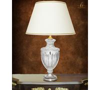 Lampada da tavolo grande classica ed elegante in cristallo con paralume cotone [EEK: 4 stelle]