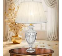 Lampada da tavolo grande classica ed elegante in cristallo con paralume in seta [EEK: 4 stelle]