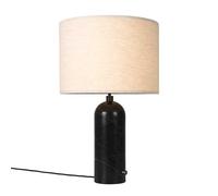 GUBI Gravity Lampada Da Tavolo in Marmo Nero E Paralume in Tela Grande