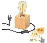 Lampada da tavolo HITO in legno massiccio angolare incl. E27 LED retro oro max. [EEK: E]