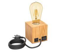 Lampada da tavolo HITO in legno massiccio angolare USB incl. lampada E27 retro [EEK: E]