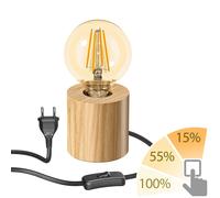 Lampada da tavolo HITO in legno massiccio rotonda incl. lampada a LED oro max.