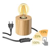Lampada da tavolo HITO in legno massiccio rotonda incl. lampada E27 oro max.