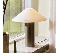 Lampada da tavolo Hübsch Orbit, verde scuro, bianco, ferro, vetro Hübsch