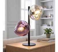 Lampada da tavolo in alluminio e vetro nera bianca e viola per camera da letto e soggiorno 40 cm E14 decorativa moderna elegante e di stile piccola CLONLINA