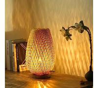 Lampada da tavolo in bambù intrecciato Illuminazione da tavolo con paralume in bambù Illuminazione decorativa da tavolo Illuminazione notturna per camera da letto, soggiorno
