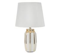 Lampada da tavolo in ceramica bianca e dorata FLORIDA Dimensioni Ø 30x h 43,5 cm Lampada E-27 Attacco con filo FILO paralume colore bianco e oro oro
