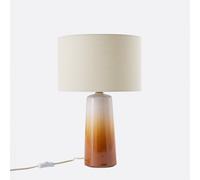 Lampada da tavolo in ceramica e lino, altezza 47 cm, Grezza Marrone TU