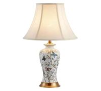 Lampada da Tavolo in Ceramica e Metallo, Moderna Lampada da Comodino Floreale Dipinta a Mano,Illuminazione a soffitto