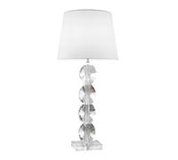 Lampada da tavolo in cristallo con 4 stadi di cristallo T9 diametro h 80 cm MODELLO STELLE BIG con paralume in tessuto bianco trasparente