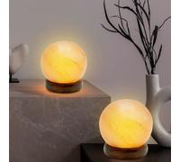 Lampada Da Tavolo In Cristallo Di Sale LED A Sfera In Legno Set Di 2 [EEK: Nicht bewertet]