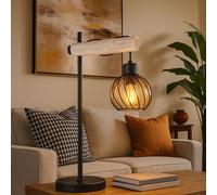 Lampada Da Tavolo In Legno Lampada Da Camera In Vetro 1 Fiamma H 55 Cm [EEK: Inaditato]