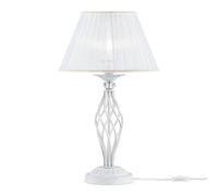 Lampada Da Tavolo In Metallo E Tessuto 56 Cm Shabby Bianco Oro E14 Da Comodino