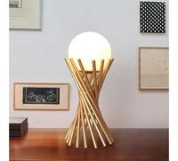 LAMPADA DA TAVOLO IN METALLO TUBOLARE SFERA VETRO G9 LUME BRONZO