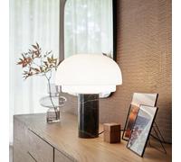 Lampada da tavolo, in opalina e marmo, altezza 43,1 cm, Agathilda Nero TU