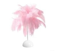 Lampada da tavolo in piuma alla moda per la camera da letto, luci a LED soffuse, per la decorazione della casa ed eventi come matrimoni e feste (rosa)