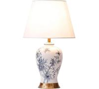Lampada da Tavolo in Porcellana, Lampada da Tavolo in Ceramica Orientale Semplice, Lampada da Tavolo a Forma di Botte, Paralume in Tessuto, Lampada da scrivania in Tessuto, Lampada