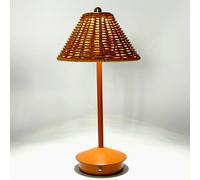 Lampada da tavolo in rattan bohémien, lampada da comodino vintage in vimini e bambù, ricaricabile, senza fili, con controllo touch, dimmerabile a 3 vie, per camera da letto, fattoria, asilo nido