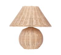 Beliani Lampada da tavolo in rattan con treppiede e paralume traforata