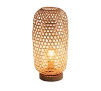 Lampada da tavolo in rete di bambù lampada da tavolo in bambù luce laterale boho soggiorno, naturale, dimmerabile con telecomando, 1x LED RGB 8,5W 806Lm bianco caldo, DxH 22x46 cm