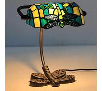 Lampada da Tavolo in Stile banchiere Lampada da scrivania Vintage in Vetro colorato con Base a Farfalla Lampada da Comodino con Perline di Cristallo antiche per Soggiorno Camera da Letto Ufficio