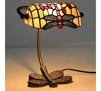 Lampada da Tavolo in Stile banchiere Lampada da scrivania Vintage in Vetro colorato con Base a Farfalla Lampada da Comodino con Perline di Cristallo antiche per Soggiorno Camera da Letto Ufficio