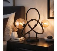 Lampada Da Tavolo In Vetro Con Sfere Amber E Nere 2X LED
