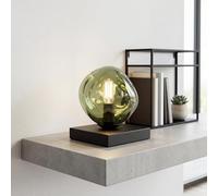 Lampada da tavolo in vetro e alluminio nera e verde per camera da letto e soggiorno 17,5 cm E14 fino a 25 W decorativa elegante moderna CLONLINA