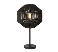 Lampada da tavolo in vimini - metallo nero opaco e paralume in corda nera