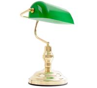 Lampada da tavolo lampada da banchiere in metallo con paralume lampada da comodino lampada da tavolo verde, paralume in vetro interruttore con cavo, 1x E14, LxH 25x36 cm