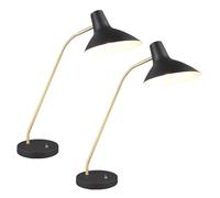 Lampada da tavolo Lampada da camera da letto Flexo regolabile Lampada da lettura oro nero, 1x E27, LxLxH 50x20x54 cm, set di 2
