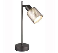Lampada da tavolo, lampada da comodino, E14, vetro, cromo, nero, regolabile