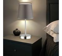 Lampada da Tavolo Lampada da Comodino Grigio Lettura Schermo Tessile H 32 CM [EEK: Non valutato]