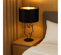 Lampada da tavolo a LED Lampada da comodino Lampada da lettura Lampada laterale, paralume in metallo nero in tessuto Design frontale, 10,5W 1055lm bianco caldo, H 42 cm