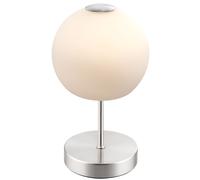 Lampada da tavolo lampada da lato lampada da lettura lampada lettura lampada da lato studio, metallo vetro bianco opale nichel forma sferica, 1x LED 5 watt 360 lumen bianco caldo, DxH 15x27.5 cm