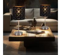 Lampada Da Tavolo Lampada Da Notte Nera Oro Tessuto LED Set Di 2 [EEK: F]