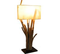 Lampada da Tavolo/Lampada da Tavolo, Fatta a Mano a Bali da Materiale Naturale, Legno di Derivazione, Cotone - Modello Makarena, Driftwood, 75x35x15 cm, Lampade da Tavolo in Materiali Naturali