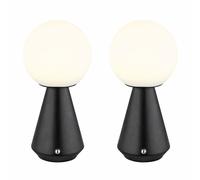 Lampada da tavolo Lampada da tavolo ricaricabile USB CCT nera dimmerabile Lampada da comodino Touch dimmer, opale, LED 1,5W 140Lm bianco caldo-bianco freddo, DxH 12x23,5 cm, set di 2