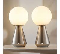 Lampada da tavolo Lampada da tavolo ricaricabile a batteria USB CCT dimmerabile Lampada da comodino Touch dimmer, nichel opale, LED 1,5W 140Lm bianco caldo-bianco freddo, DxH 12x23,5 cm
