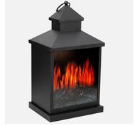 Lampada da Tavolo Lanterna 3 Led Effetto Fuoco 36 CM Camino - Timer Grundig Nero