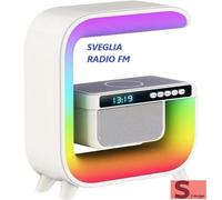 lampada da tavolo led atmosfera sveglia cassa bluetooth caricatore wireless