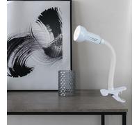 Lampada da tavolo Flexo con morsetto lampada da lettura bianca con morsetto mobile, metallo plastica, 1x LED 4,5W 470Lm bianco caldo, H max