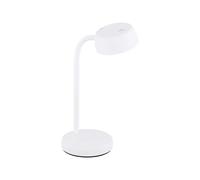 Eglo Lampada da tavolo a LED Cabales, 1 luce, lampada da tavolo moderna, lampada da comodino in plastica, lampada da soggiorno in bianco, lampada con interruttore a bilanciere, bianco caldo