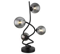 Lampada da tavolo LED in vetro fumé lampada da salotto lampada da tavolo nera lampada da comodino 4 fiamme, 4x 3,5W 4x 350lm bianco caldo, DxH 28 x 52