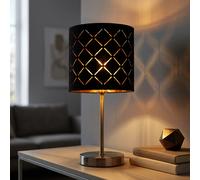Lampada da Tavolo LED Lampada Sala Pranzo Nero Oro Lettura Tessuto